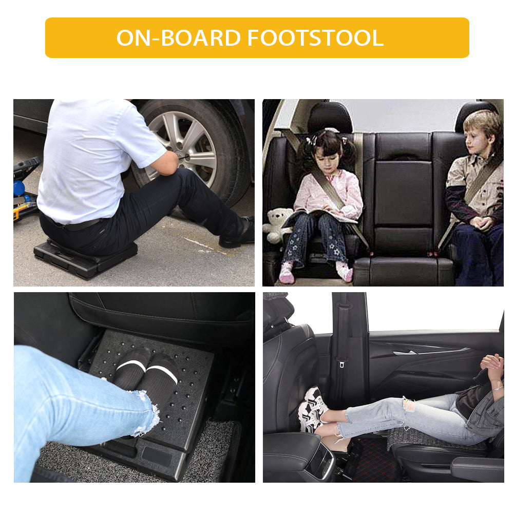 4-Level Adjustable Car Footrest Removable Foot Rest Pad Portable Folding  Chair For Comfort Travel Home Office Max-Load 120Lbs